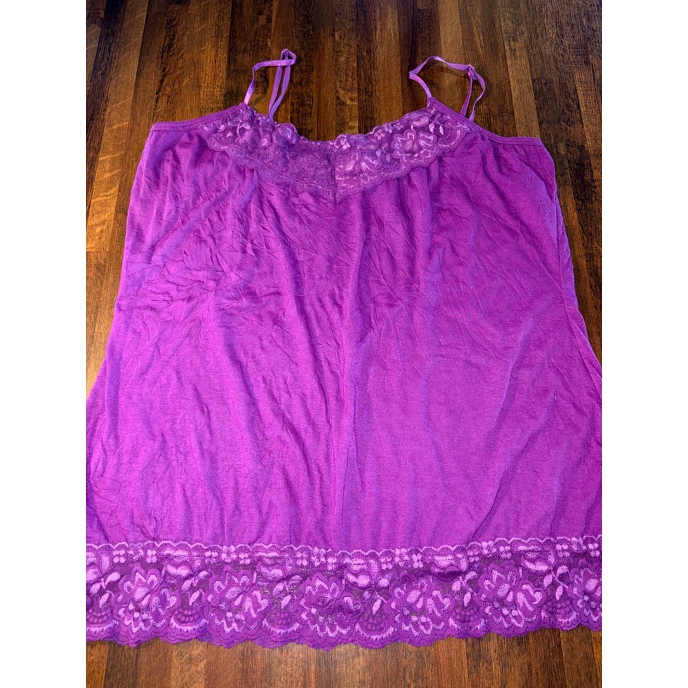 Maurices Purple Lace Trim Cami Tank Top Adjustable Straps XL